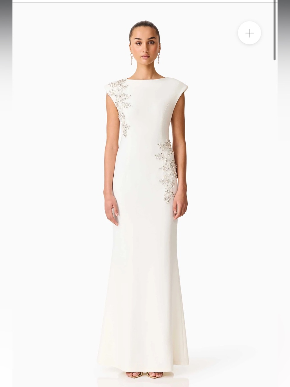 elliatt veda white 3d floral embellished diamante bridal gown maxi dress medium - Picture 4 of 14
